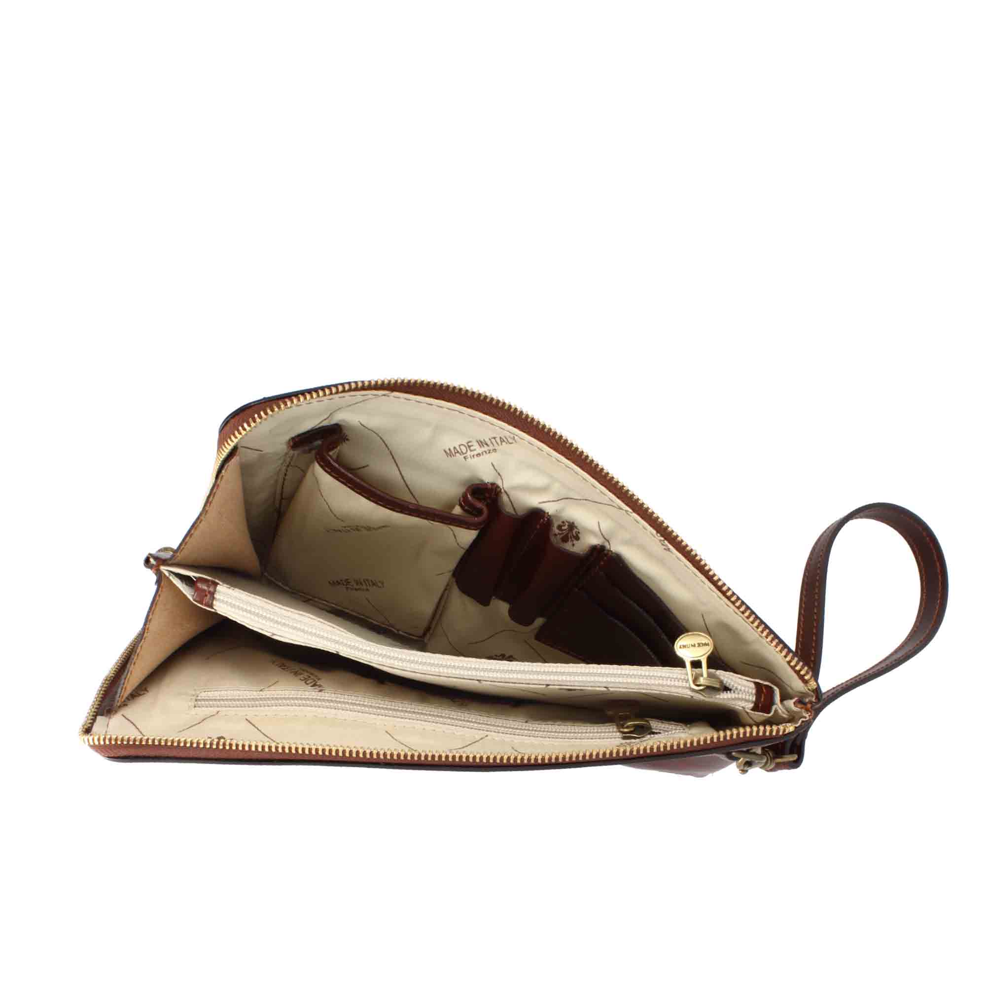 Leonardo Shoes piattina uomo pelle marrone 34 cm tre scomparti