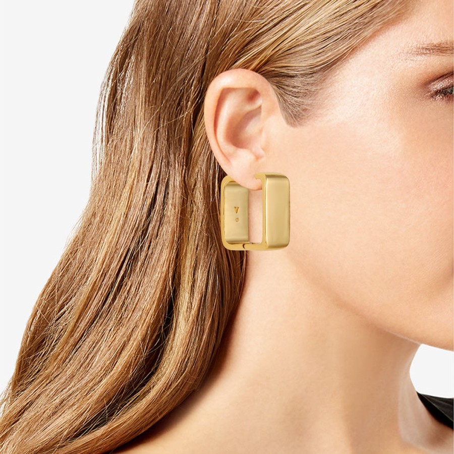 Vince Camuto Orecchini a cerchio rettangolari ottone oro