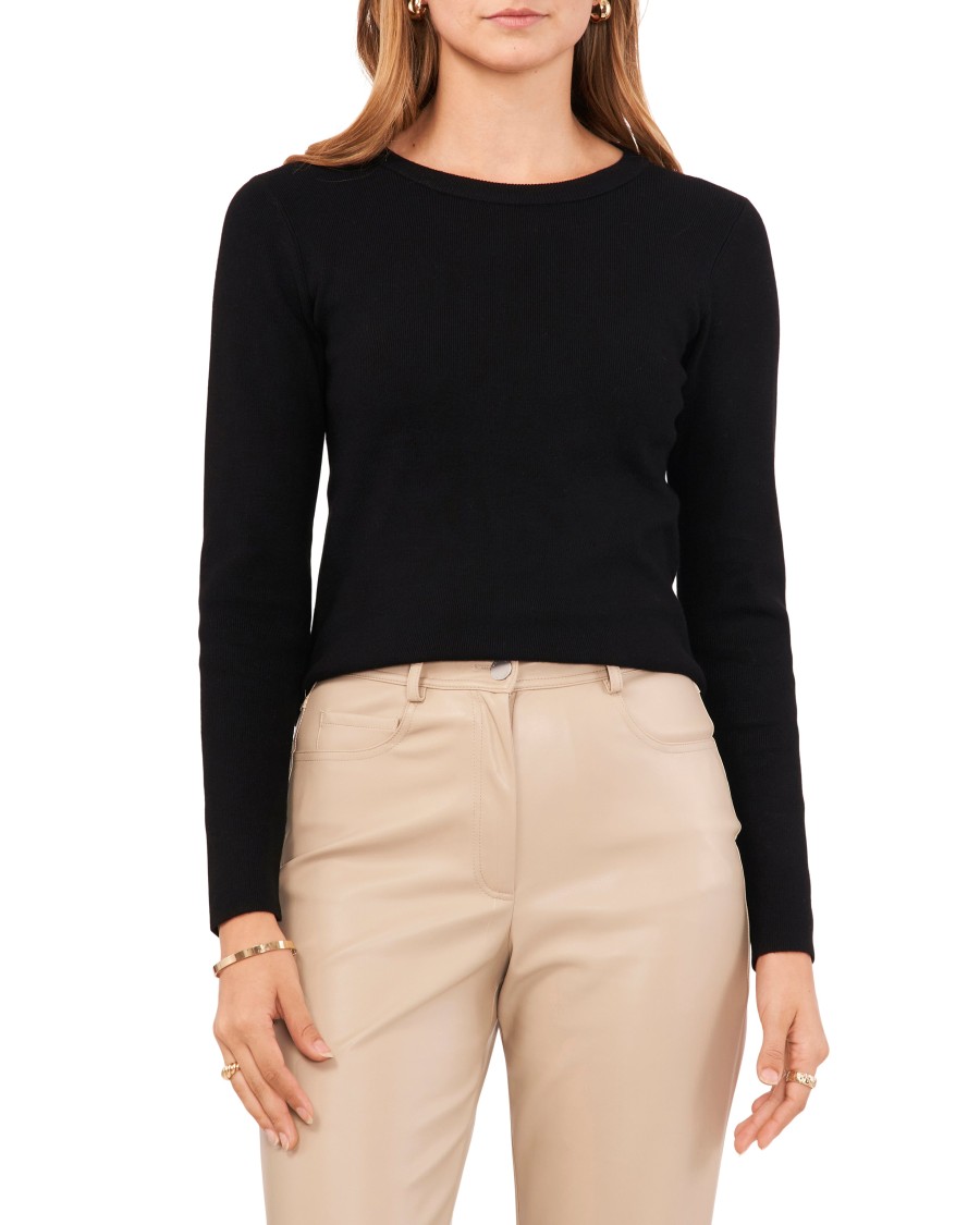 Vince Camuto Tops Top con pizzo scollo rotondo maniche lunghe