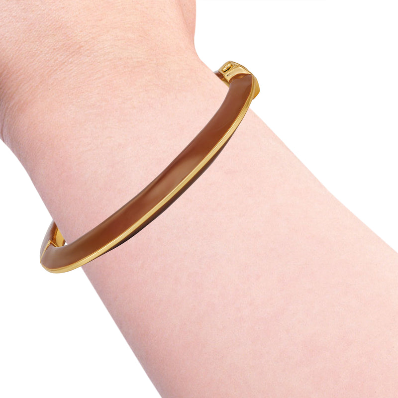 Vince Camuto bracciale cerniera marrone smalto oro