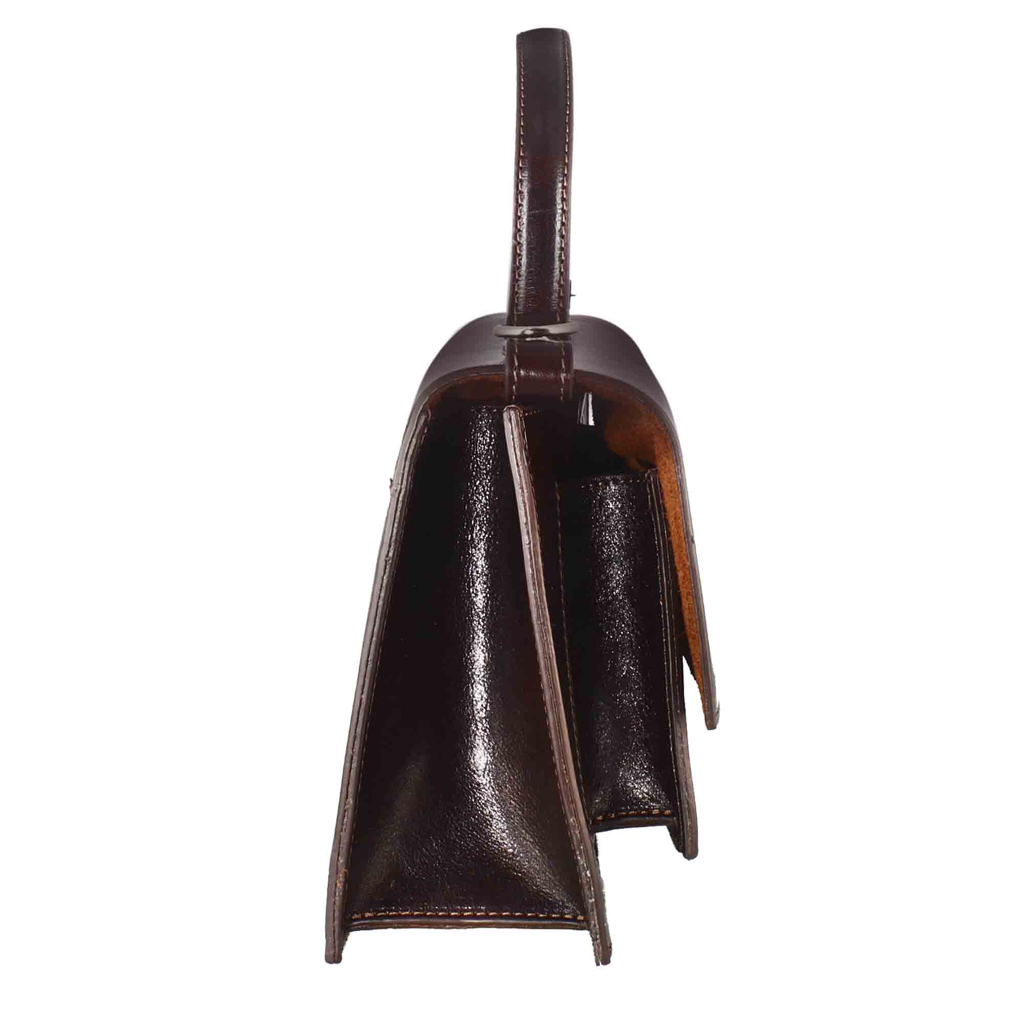 Leonardo Shoes Contessina Borsa Donna Pelle Marrone Scuro