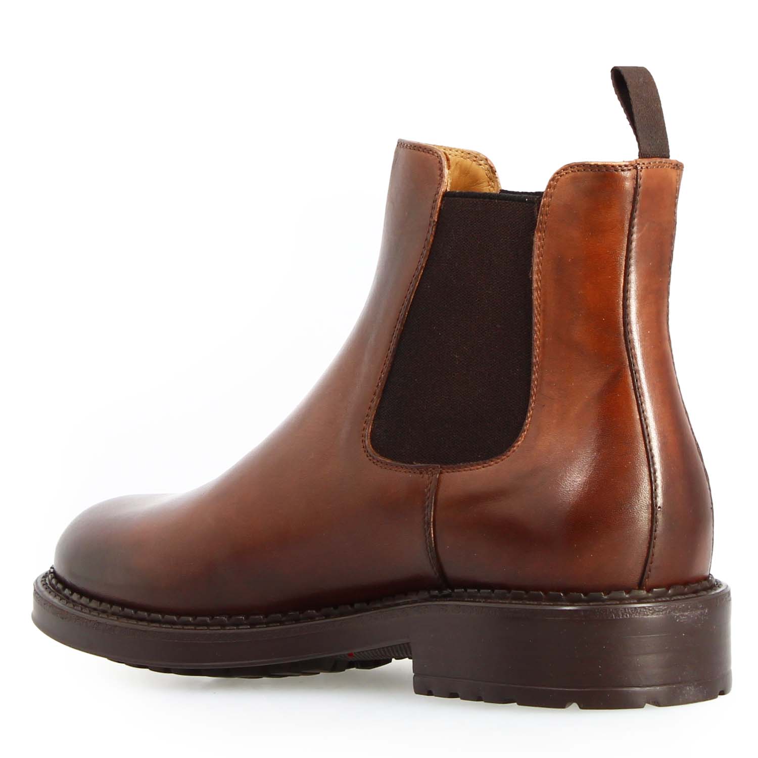 Leonardo Shoes Agusto Chelsea uomo pelle marrone suola Wearlight