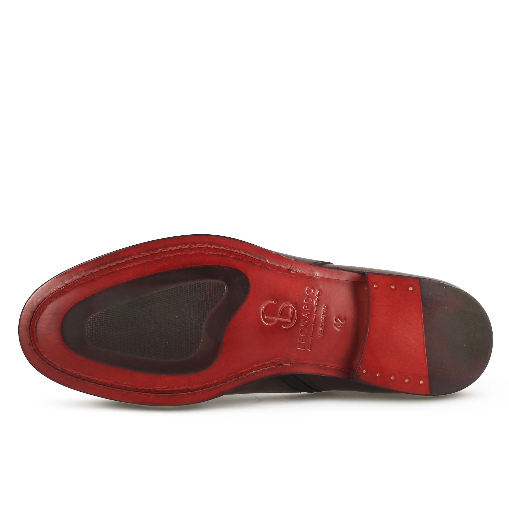 Leonardo Shoes Stivaletti Uomo pelle marrone con cerniera