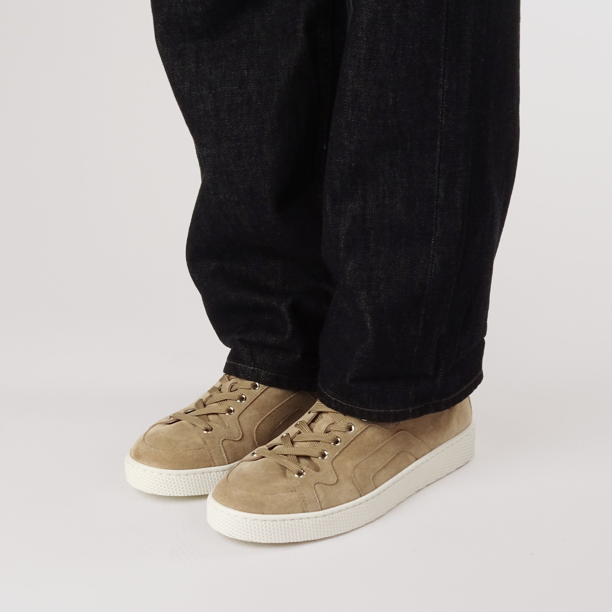 Pierre Hardy Alpha sneakers donna pelle sabbia suola bianca
