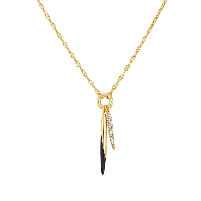 Vince Camuto Necklaces Ciondolo Nero Collana Oro con Cristalli