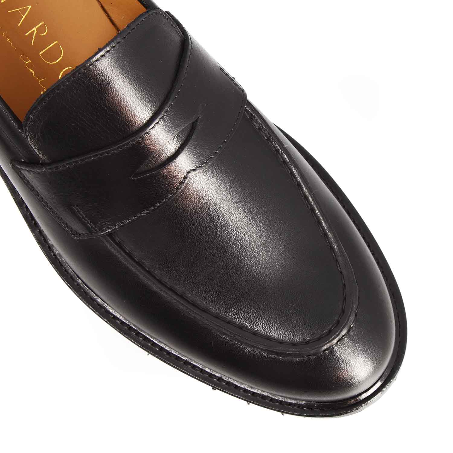 Leonardo Shoes Dioniso Mocassino Uomo Nero Pelle Vegetale