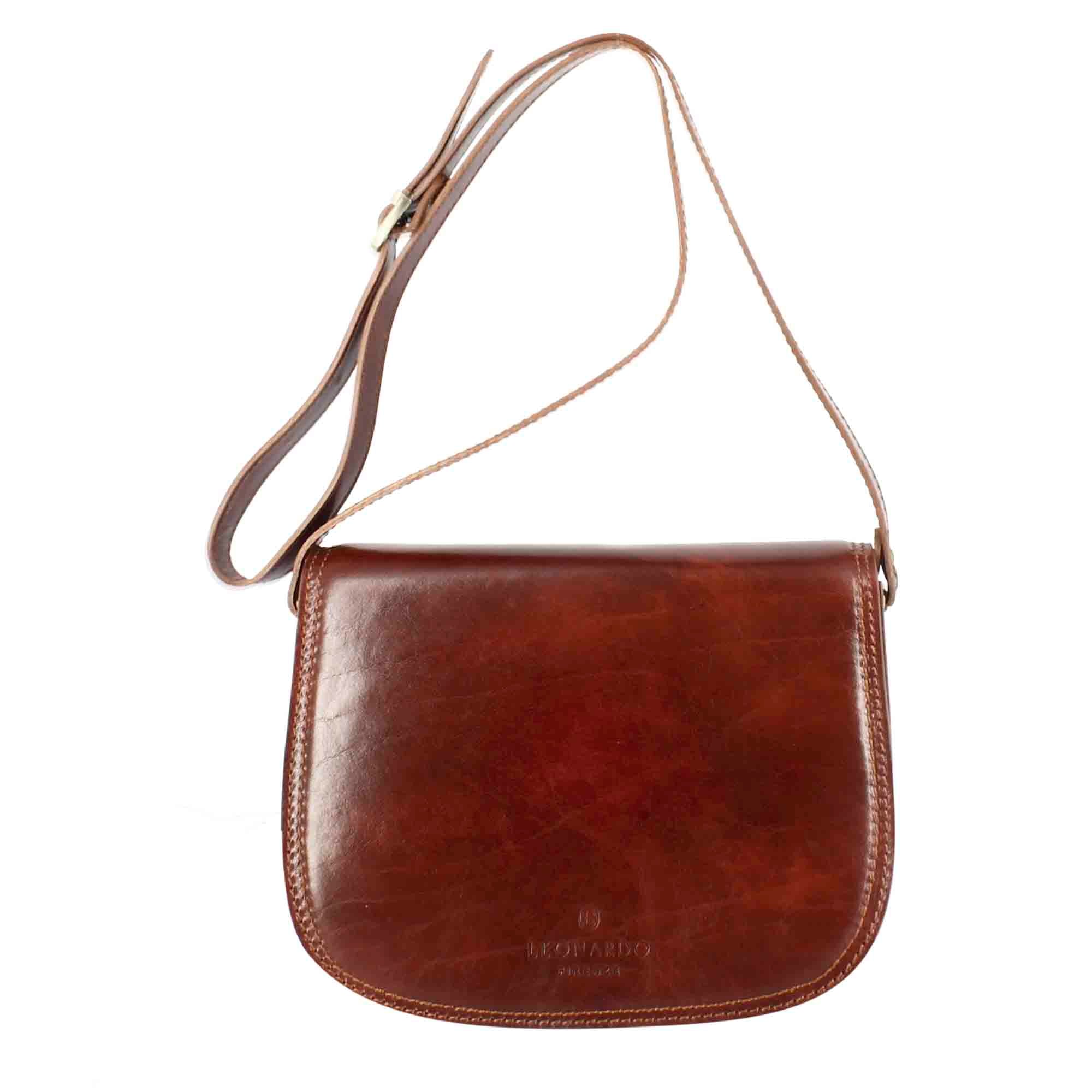 Leonardo Essential Borsa Spalla Pelle Marrone Scuro Tracolla Media