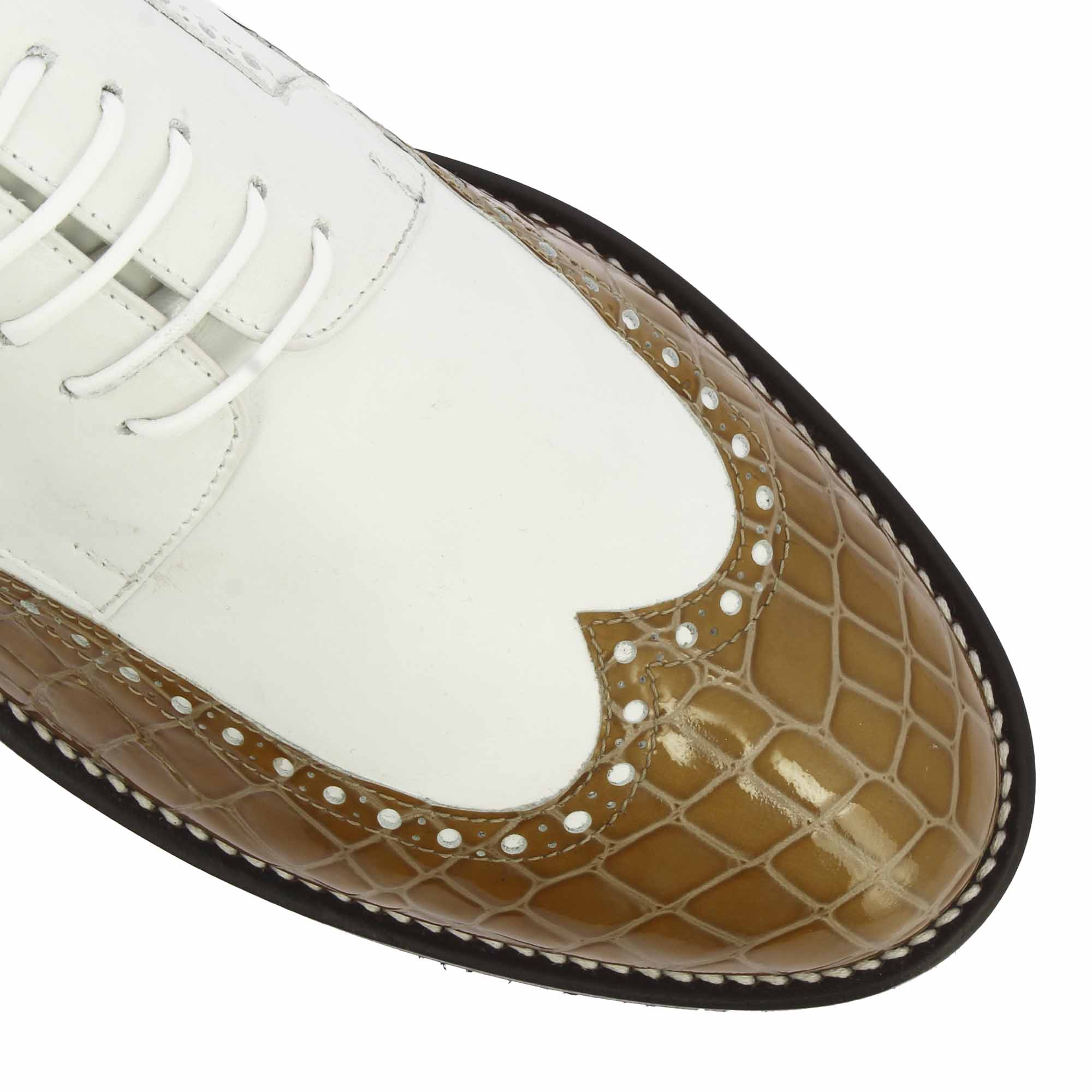 Leonardo Golf scarpe da golf pelle bianco marrone