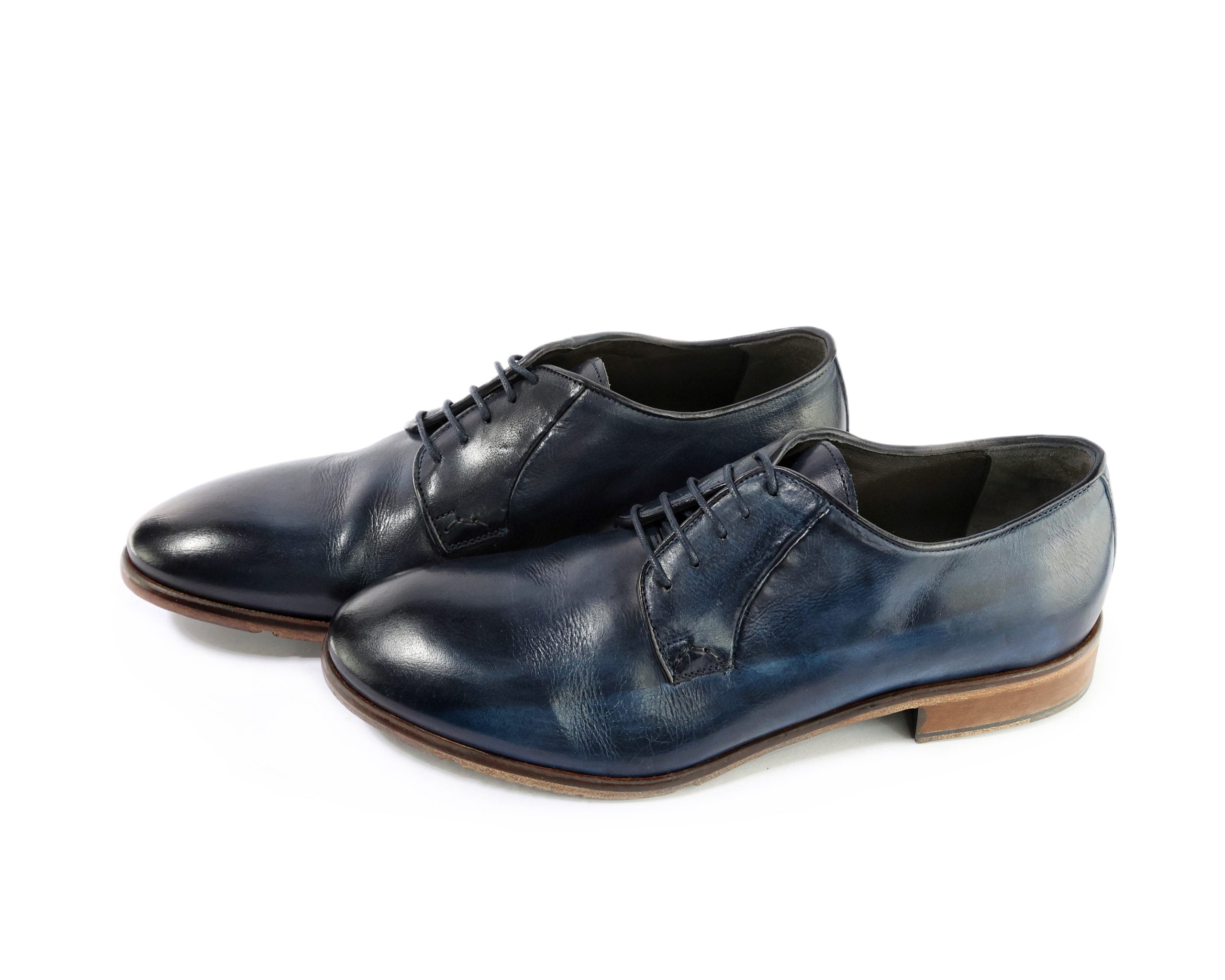 Ton Goût Elegant Derby derby uomo blu in vitello