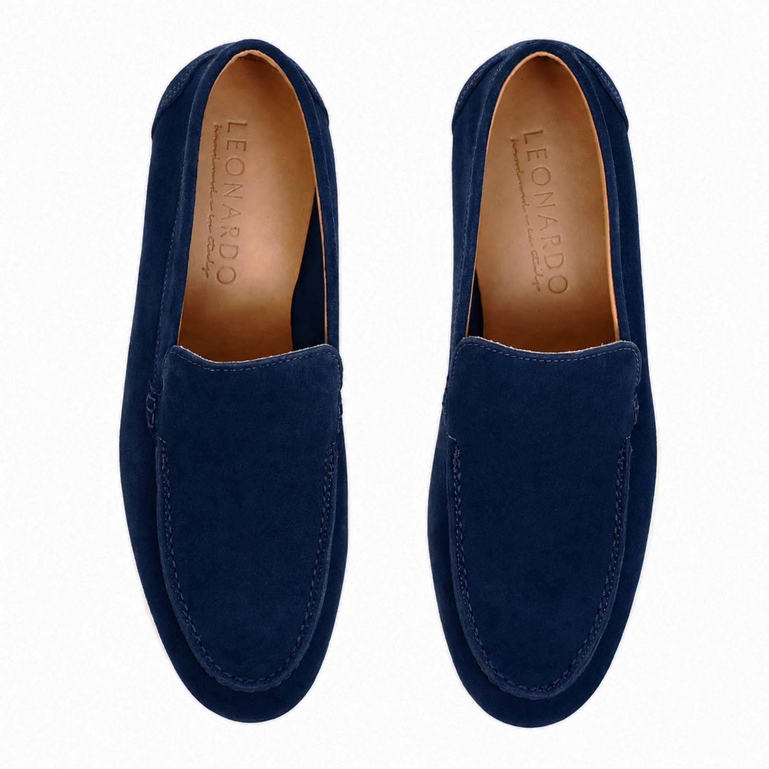 Leonardo Shoes Elite Blu mocassini uomo camoscio blu navy