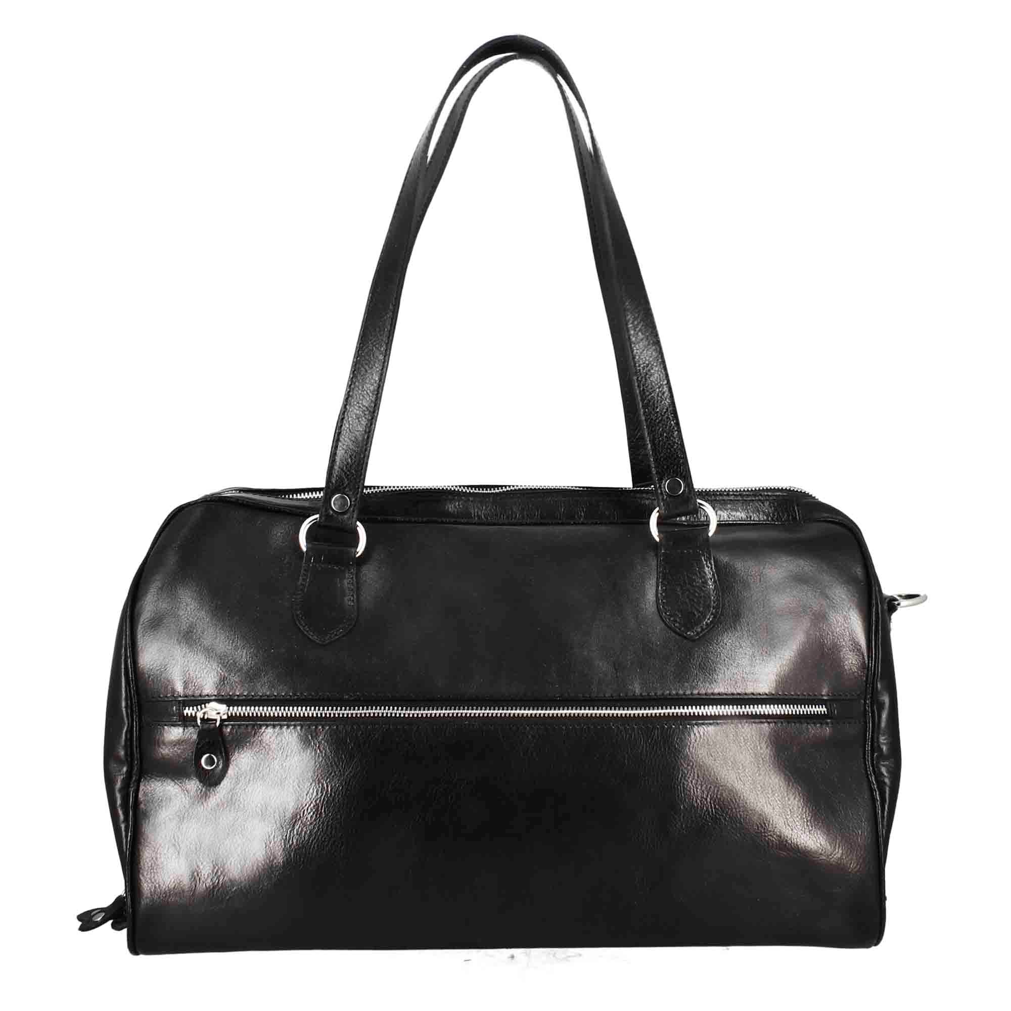 Leonardo Shoes Borse Uomo BF-20 borsone viaggio pelle nero