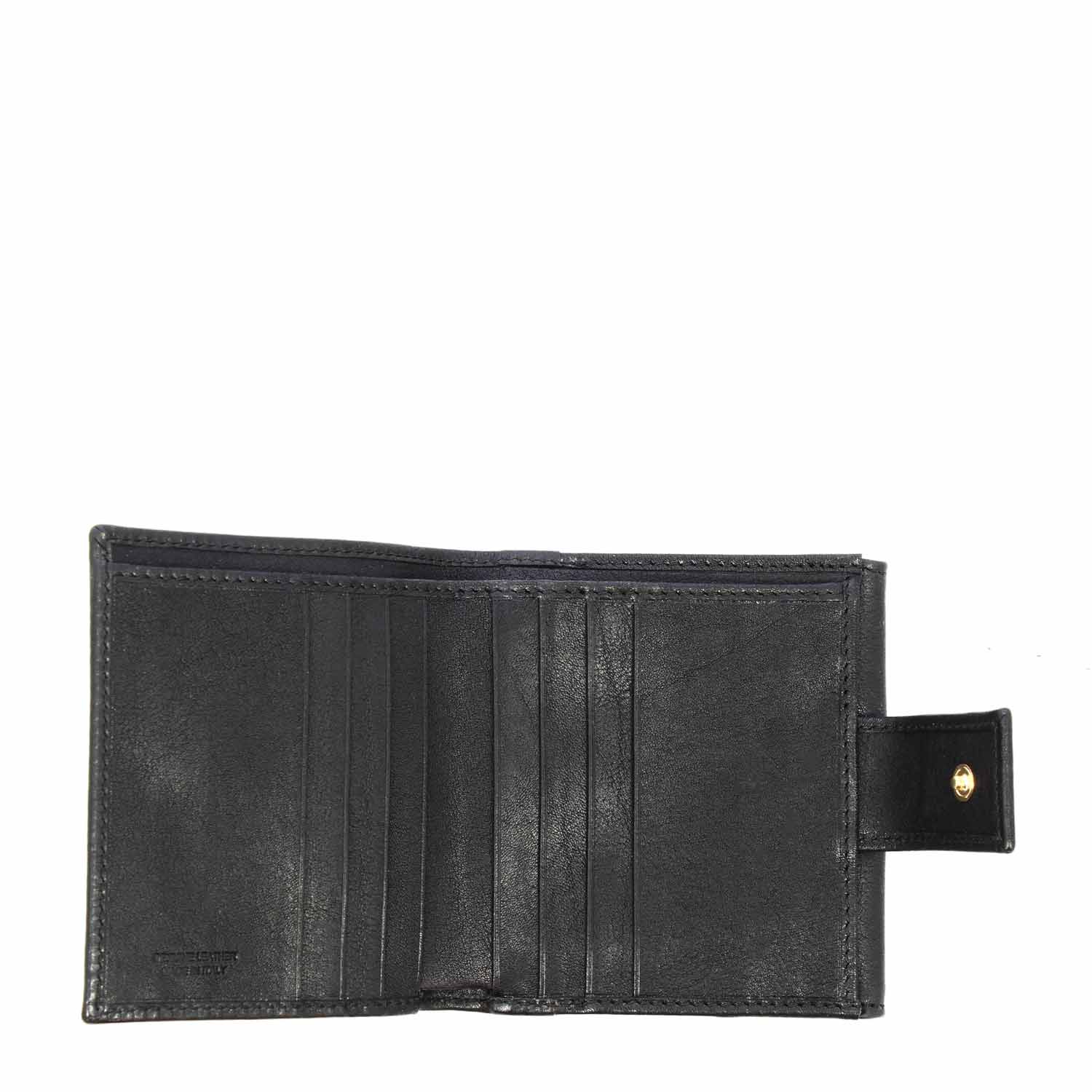 Leonardo Shoes P2 portafoglio pelle nero tessere