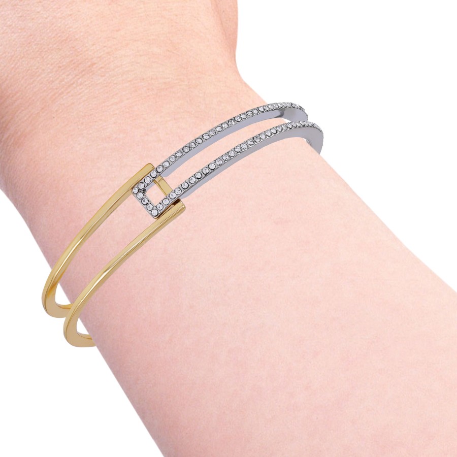 Vince Camuto bracciale rigido bicolore pietra vetro