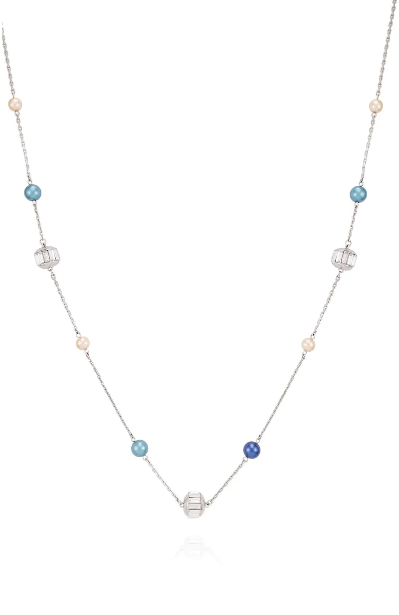 Vince Camuto collana lunga donna perle multicolor blu