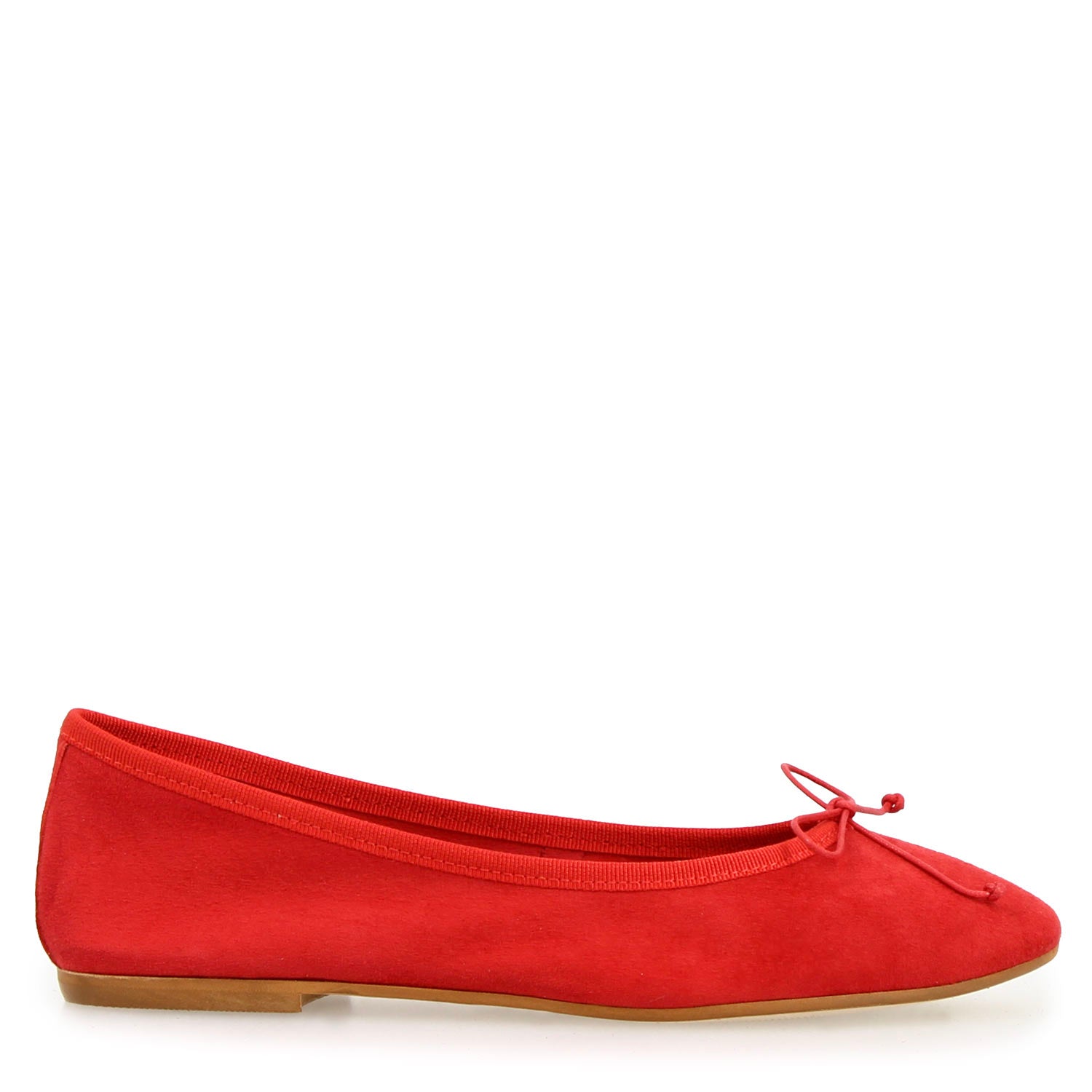 Leonardo Shoes Fiocco ballerina camoscio rosso tacco basso