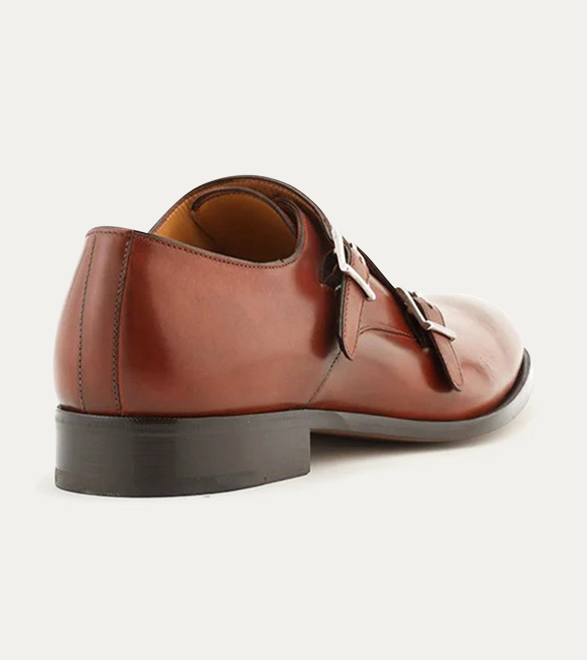 Ace Marks Kurt scarpe monk strap uomo pelle brandy
