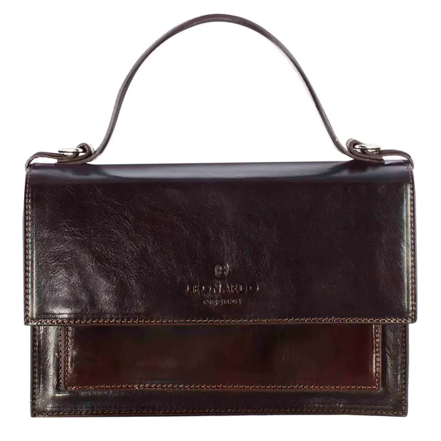 Leonardo Shoes Contessina Borsa Donna Pelle Marrone Scuro