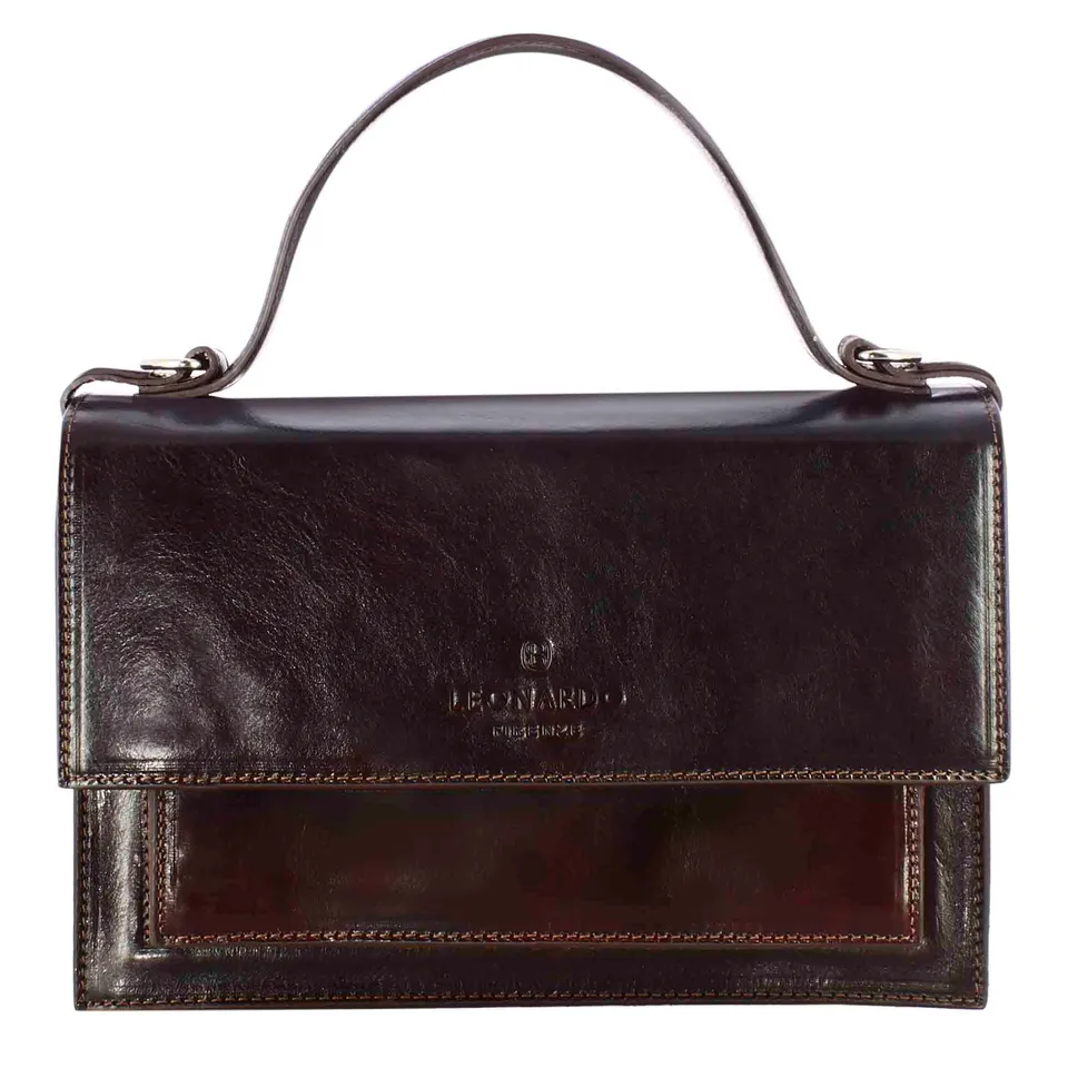 Leonardo Shoes Contessina Borsa Donna Pelle Marrone Scuro