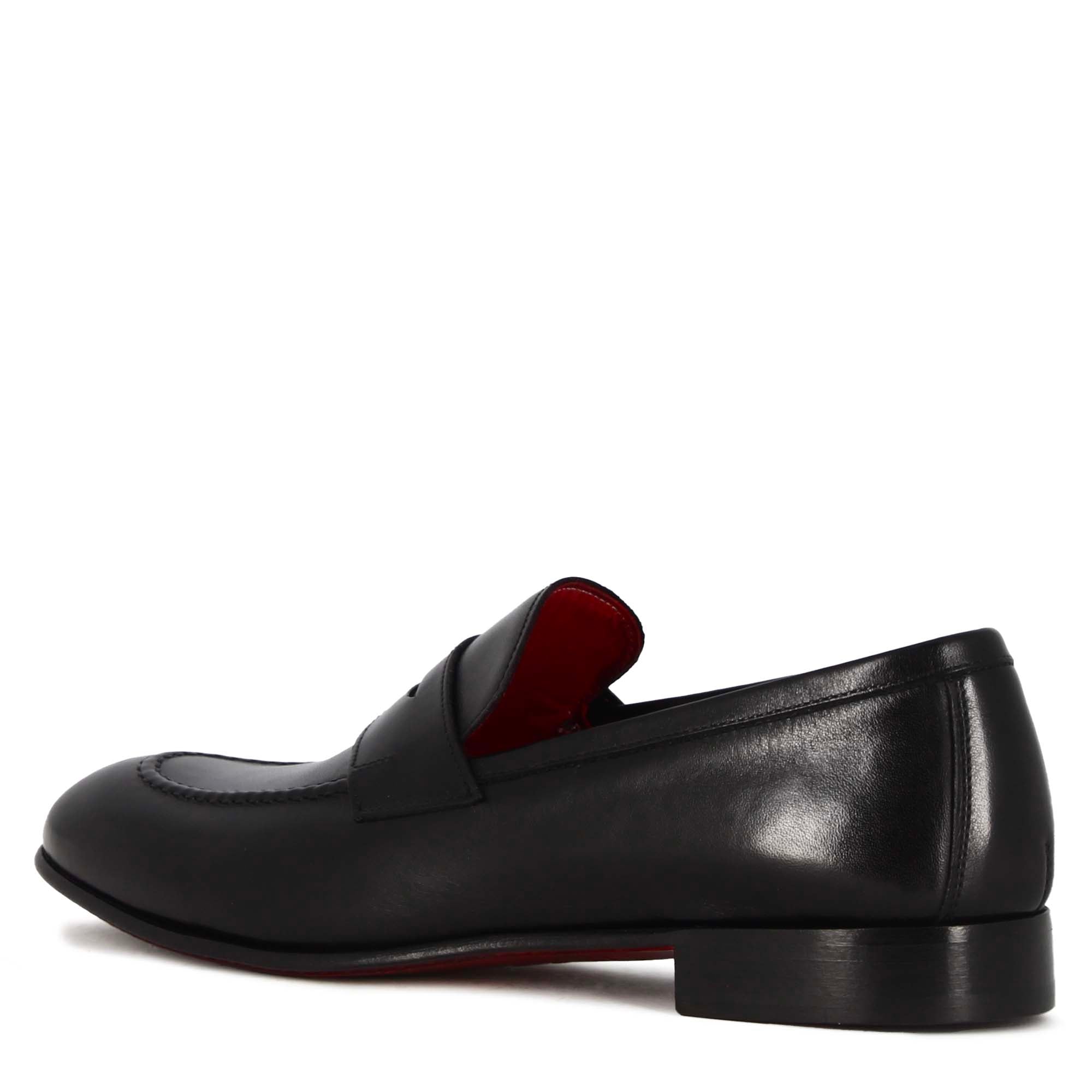 Leonardo Shoes Mocassino Uomo Pelle Nero Classico Cuoio