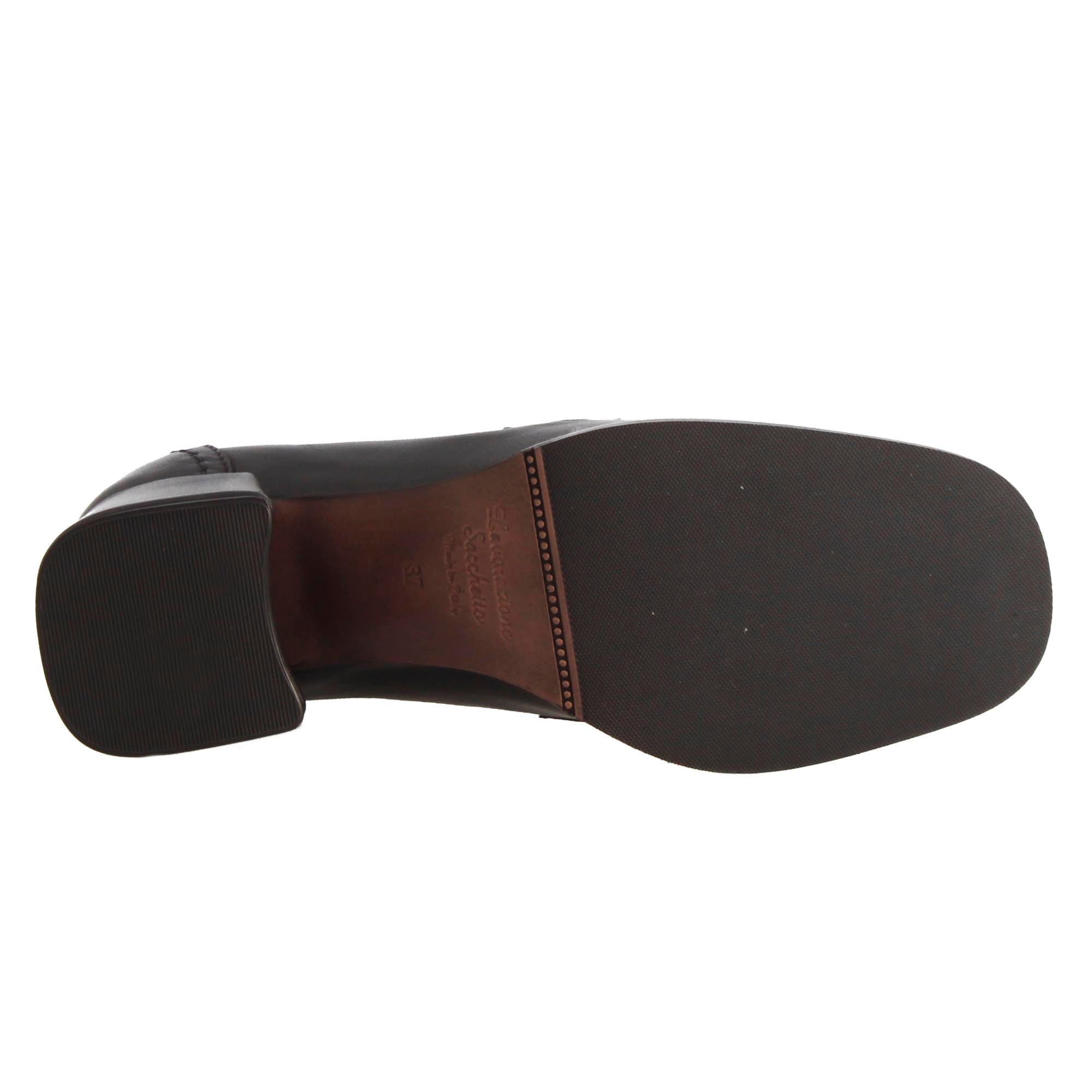 Leonardo Shoes mocassini donna nero tacco 6cm morsetto