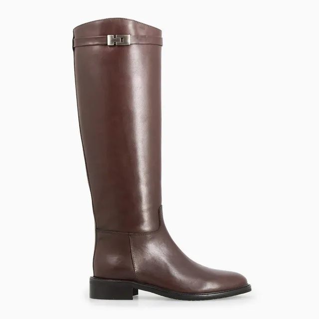 Leonardo Shoes Caracalla stivali donna marrone scuro fibbia