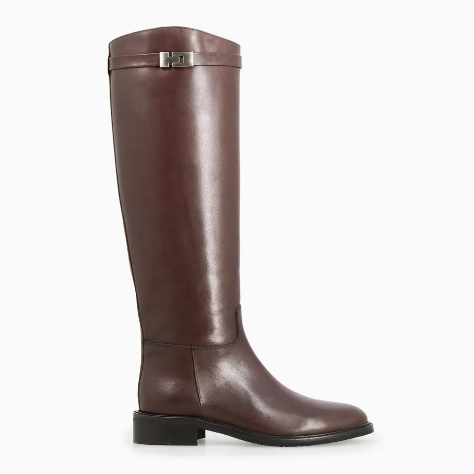 Leonardo Shoes Caracalla stivali donna marrone scuro fibbia