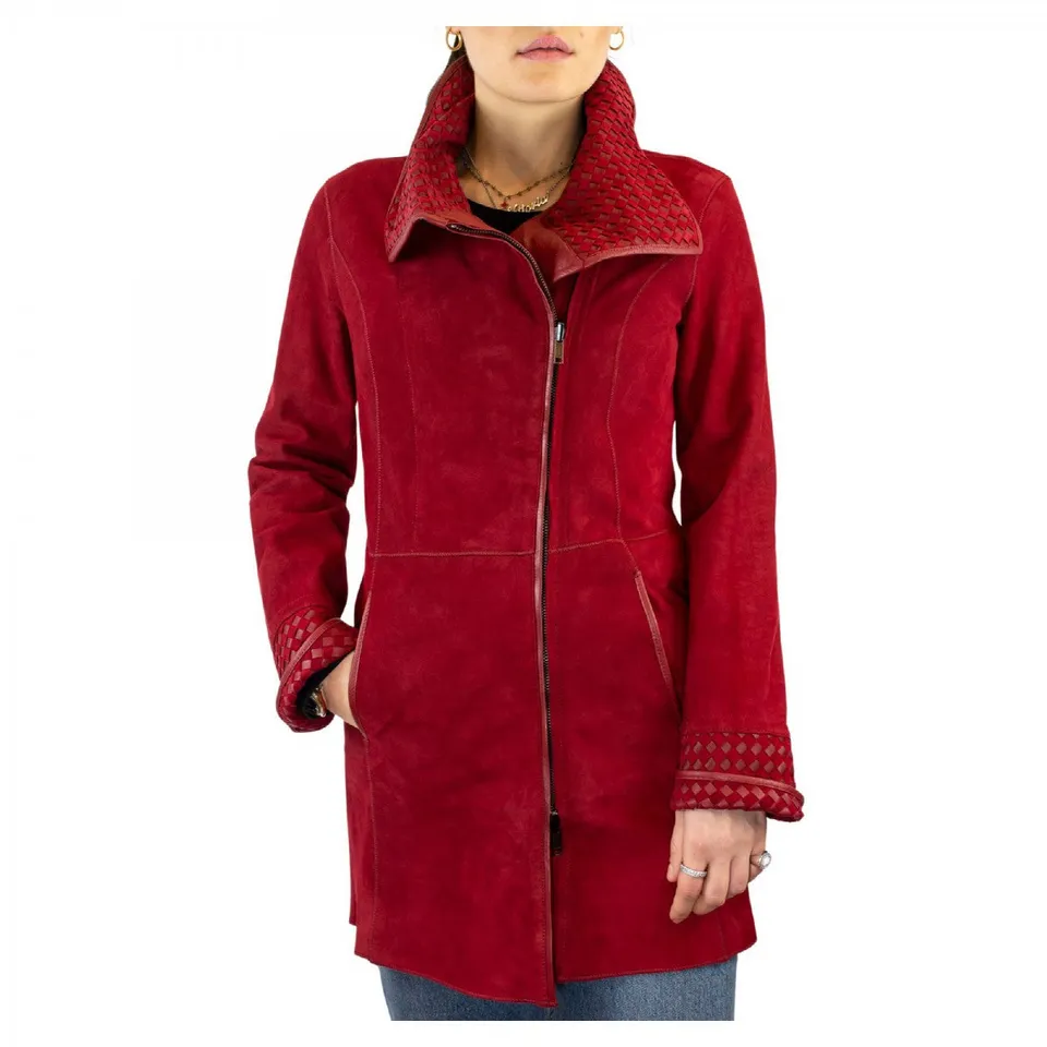 Leonardo Giacca pelle donna reversibile renna rosso
