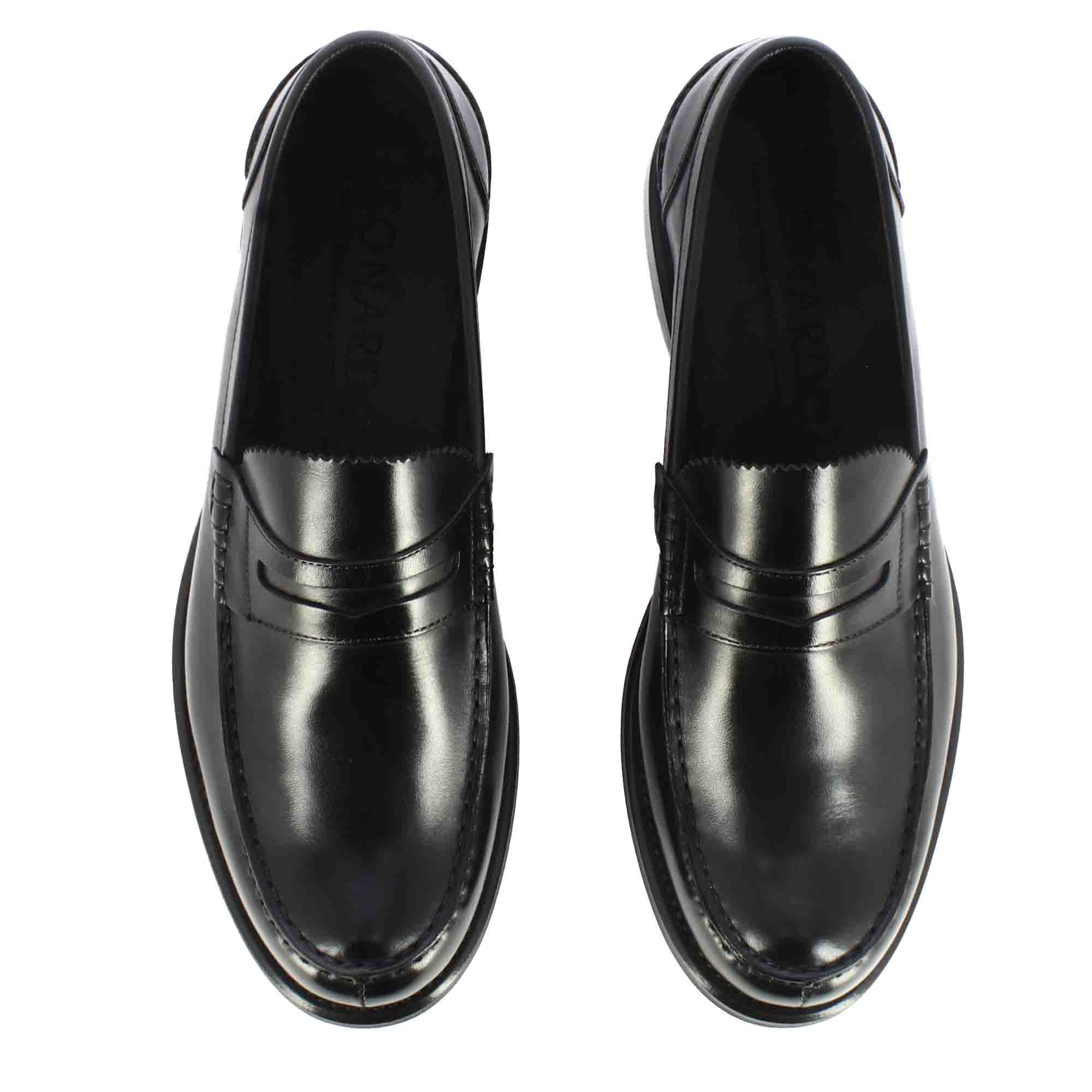 Leonardo Shoes College mocassino uomo pelle nero leone