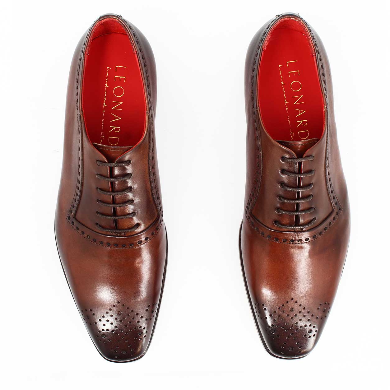 Leonardo Shoes Francesine Uomo Ettore Oxford Marrone semibrogue