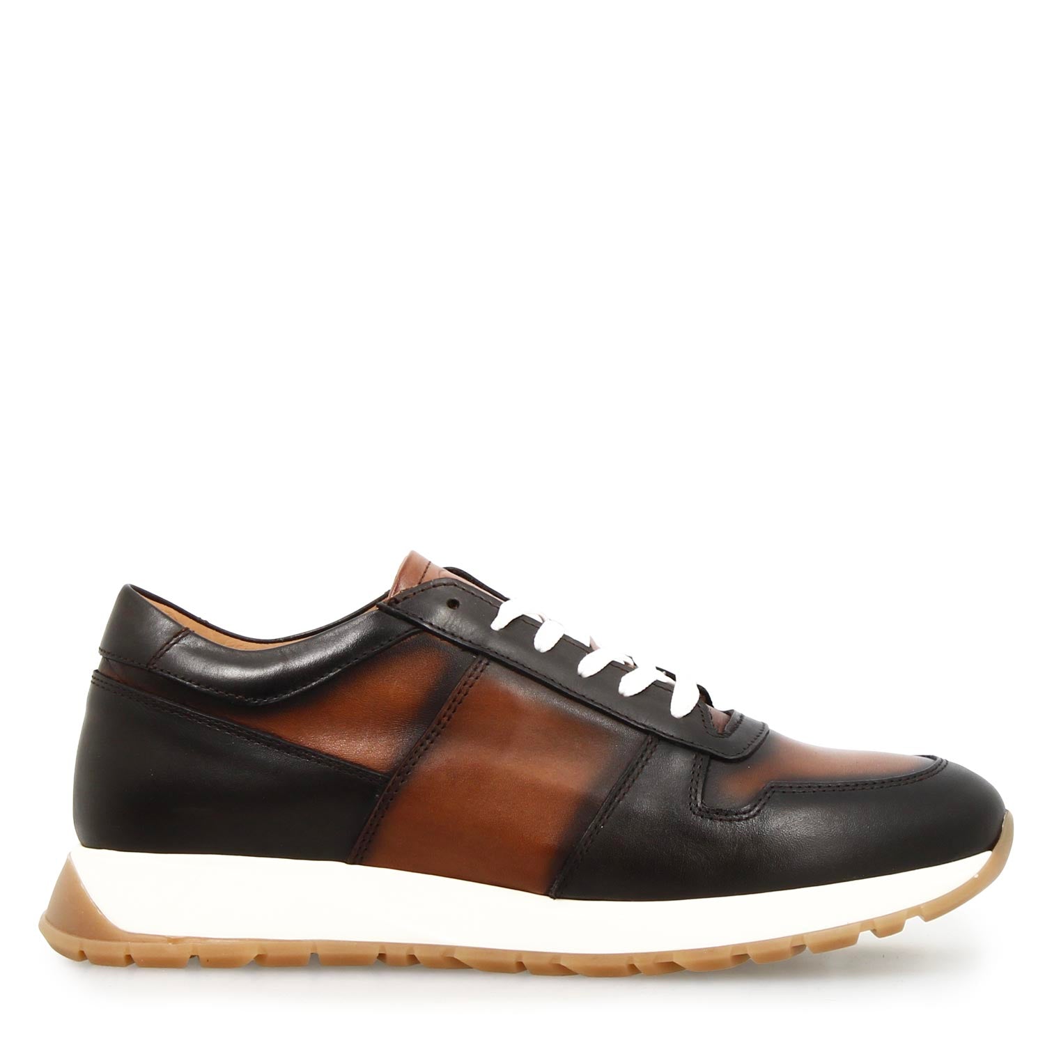 Leonardo Shoes Piave sneakers uomo pelle marrone degradé