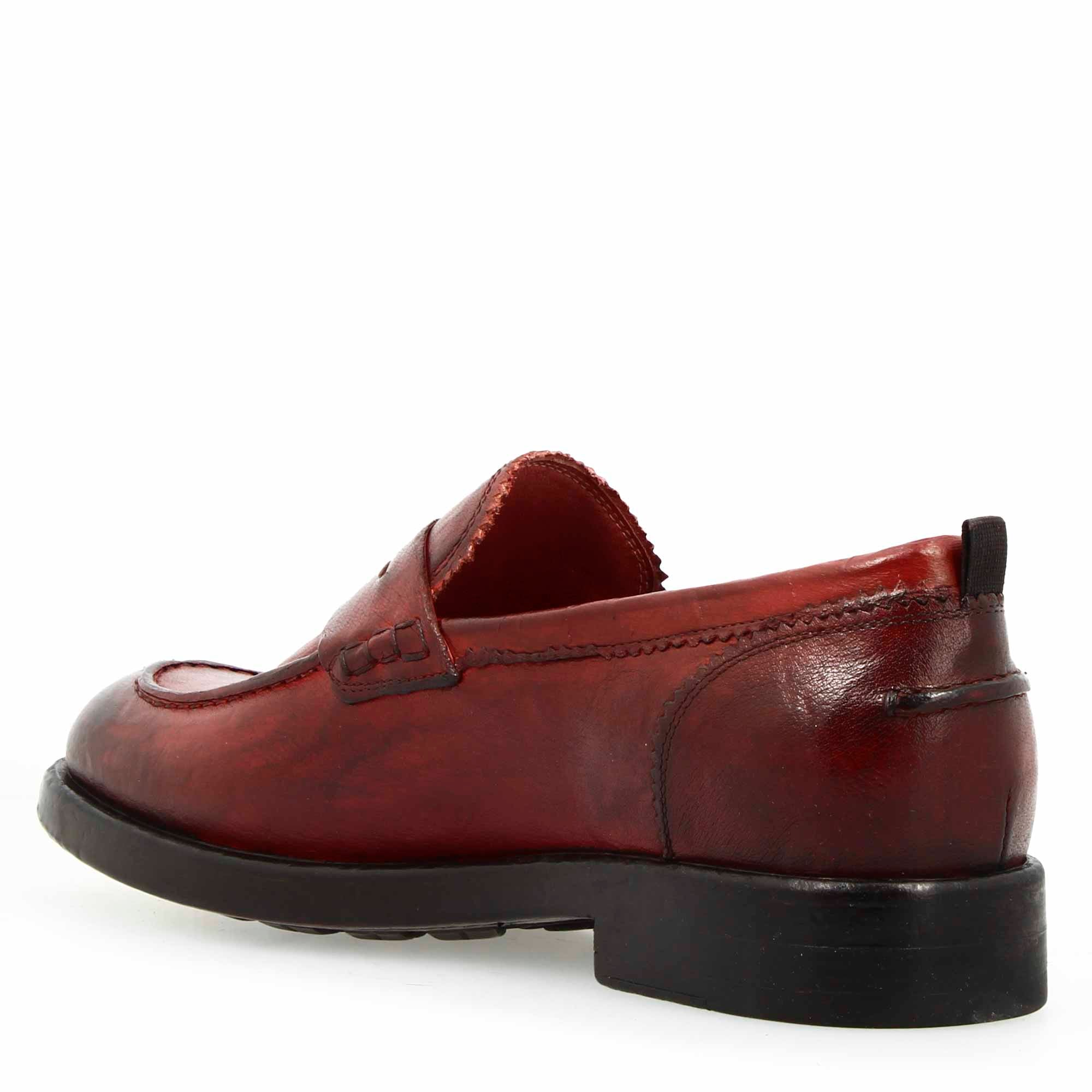 Leonardo Shoes Tevere Mocassino Uomo Pelle Bordeaux