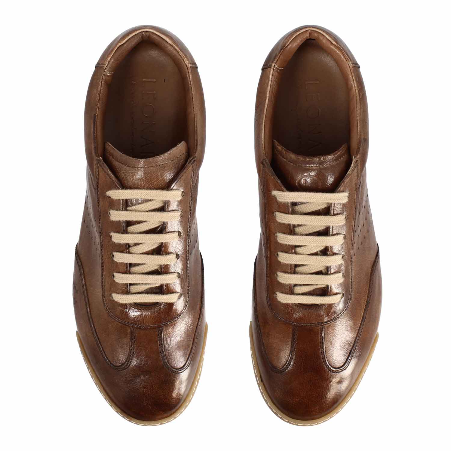 Leonardo Shoes Barberino sneakers uomo marrone pelle