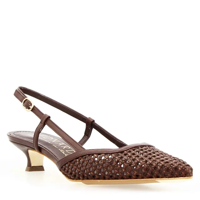 Leonardo Shoes Aminta Sandalo Slingback Moro Pelle