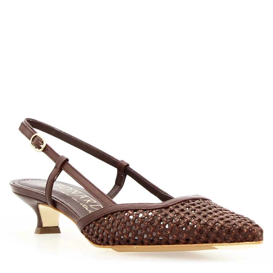 Leonardo Shoes Aminta Sandalo Slingback Moro Pelle