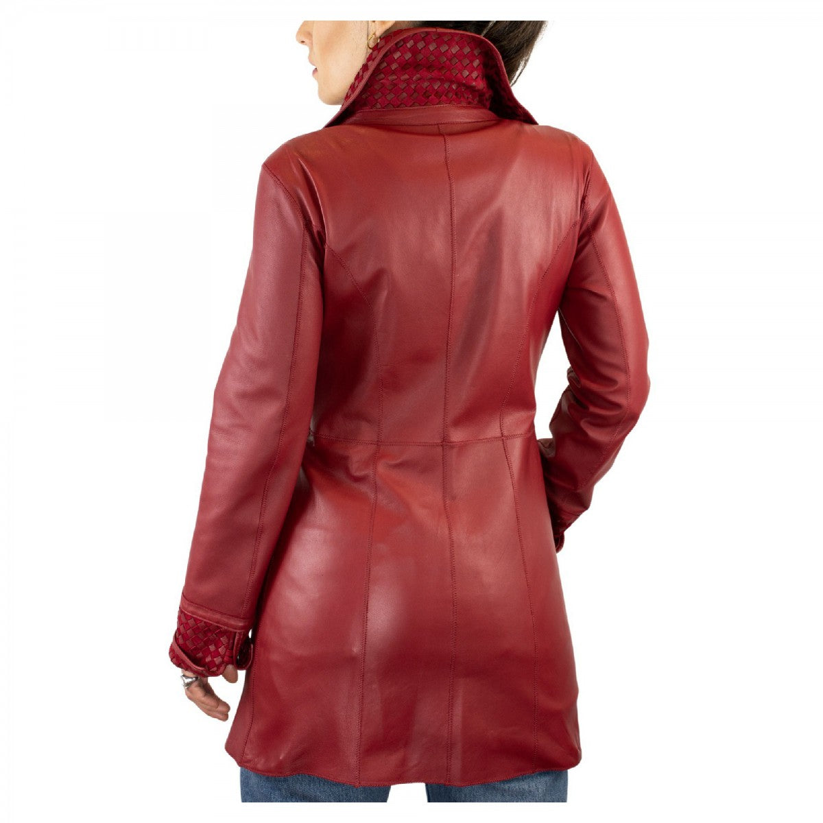 Leonardo Giacca pelle donna reversibile renna rosso