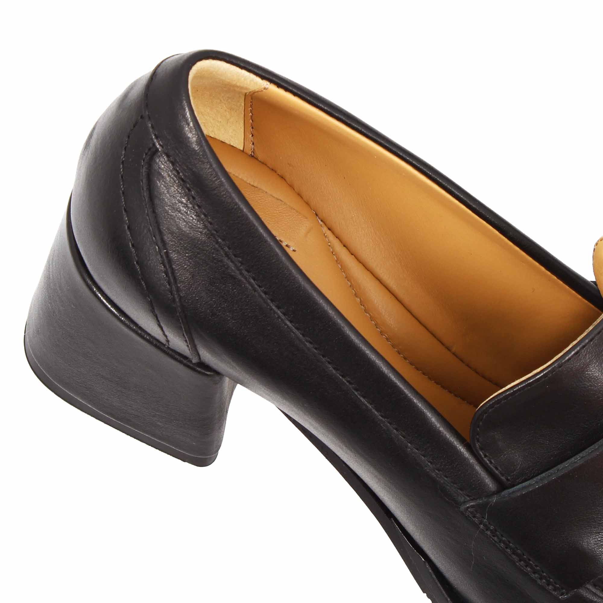 Leonardo Shoes Mocassini Donna Ottavia tacco alto pelle nero