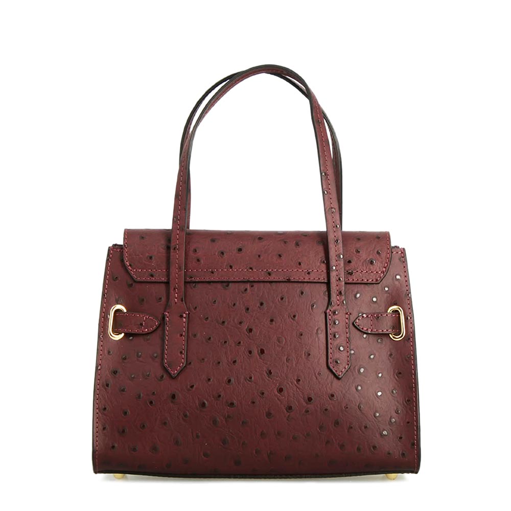 Leonardo Shoes Rosetta M Borsa Mano Bordeaux Struzzo