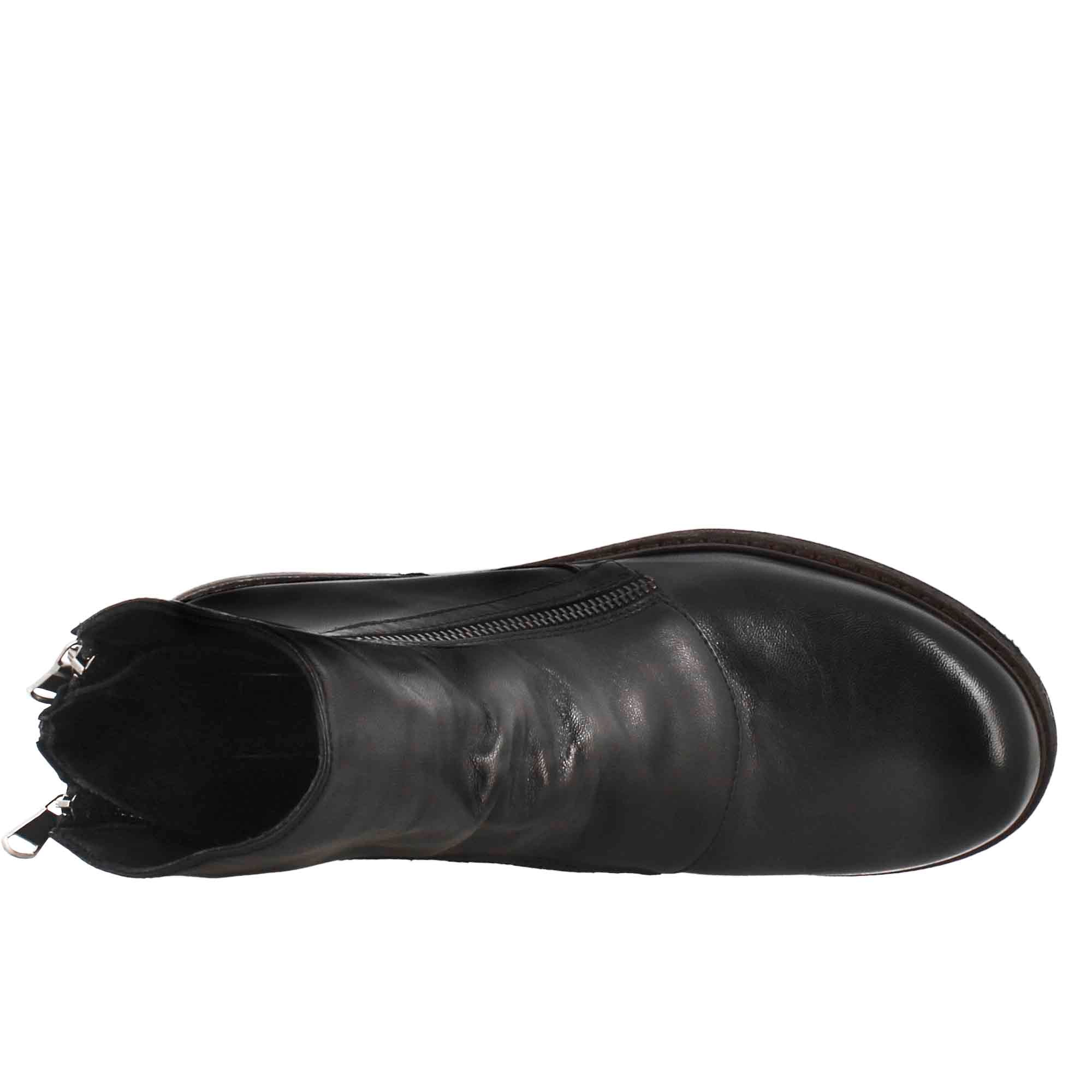 Leonardo Shoes stivaletti donna pelle nero doppia zip vintage