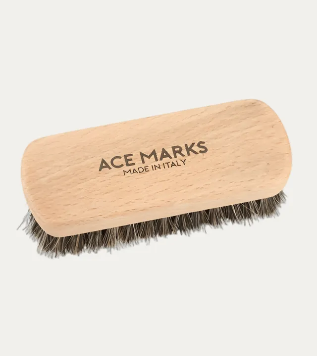 Ace Marks spazzola scarpe crine cavallo setole scure viaggio