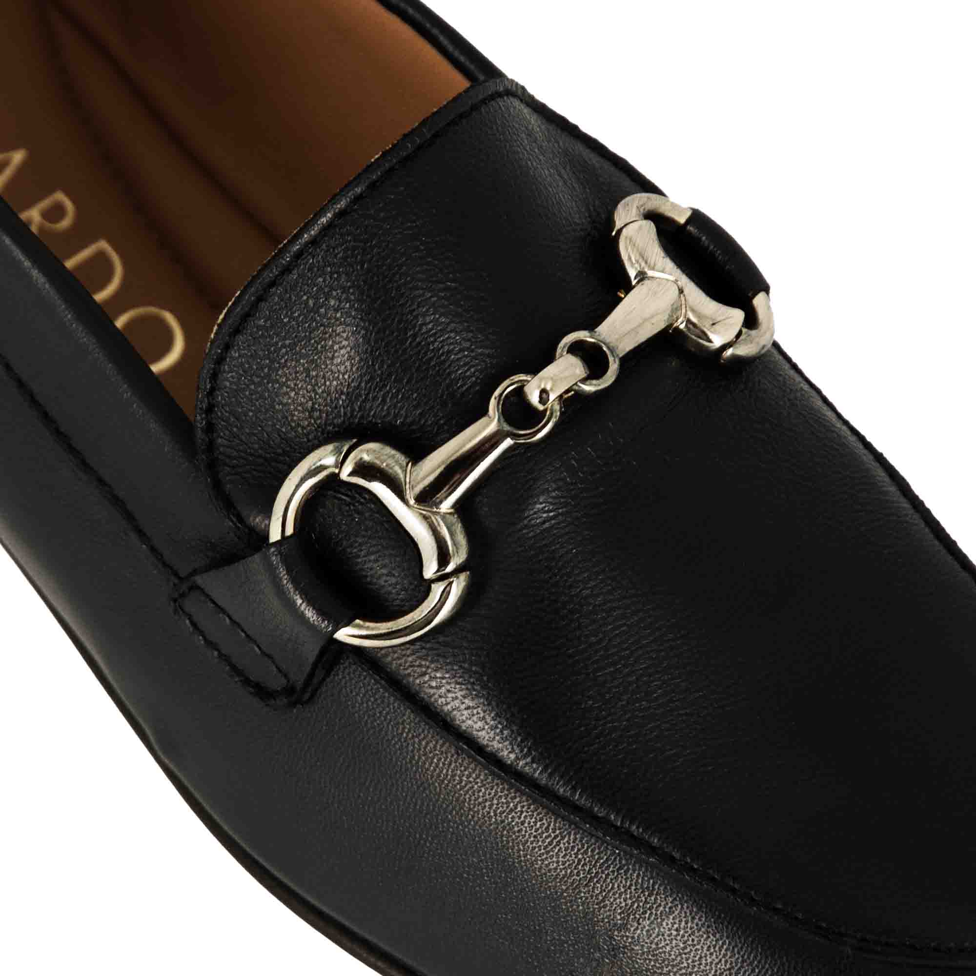 Leonardo Shoes Mocassini Donna Nero Pelle Morsetto Tacco 1