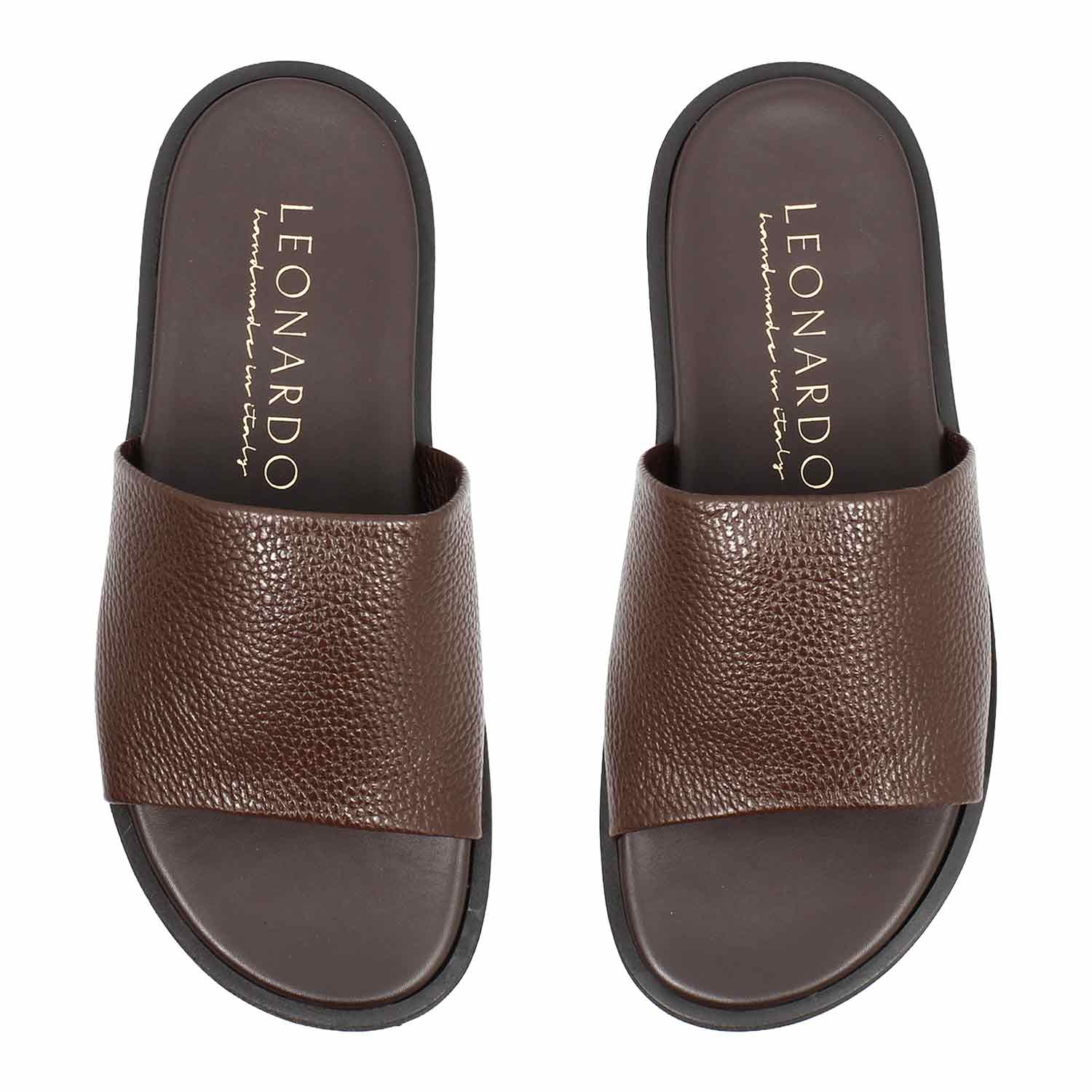 Leonardo Shoes Romolo Sandali Uomo Marrone Scuro
