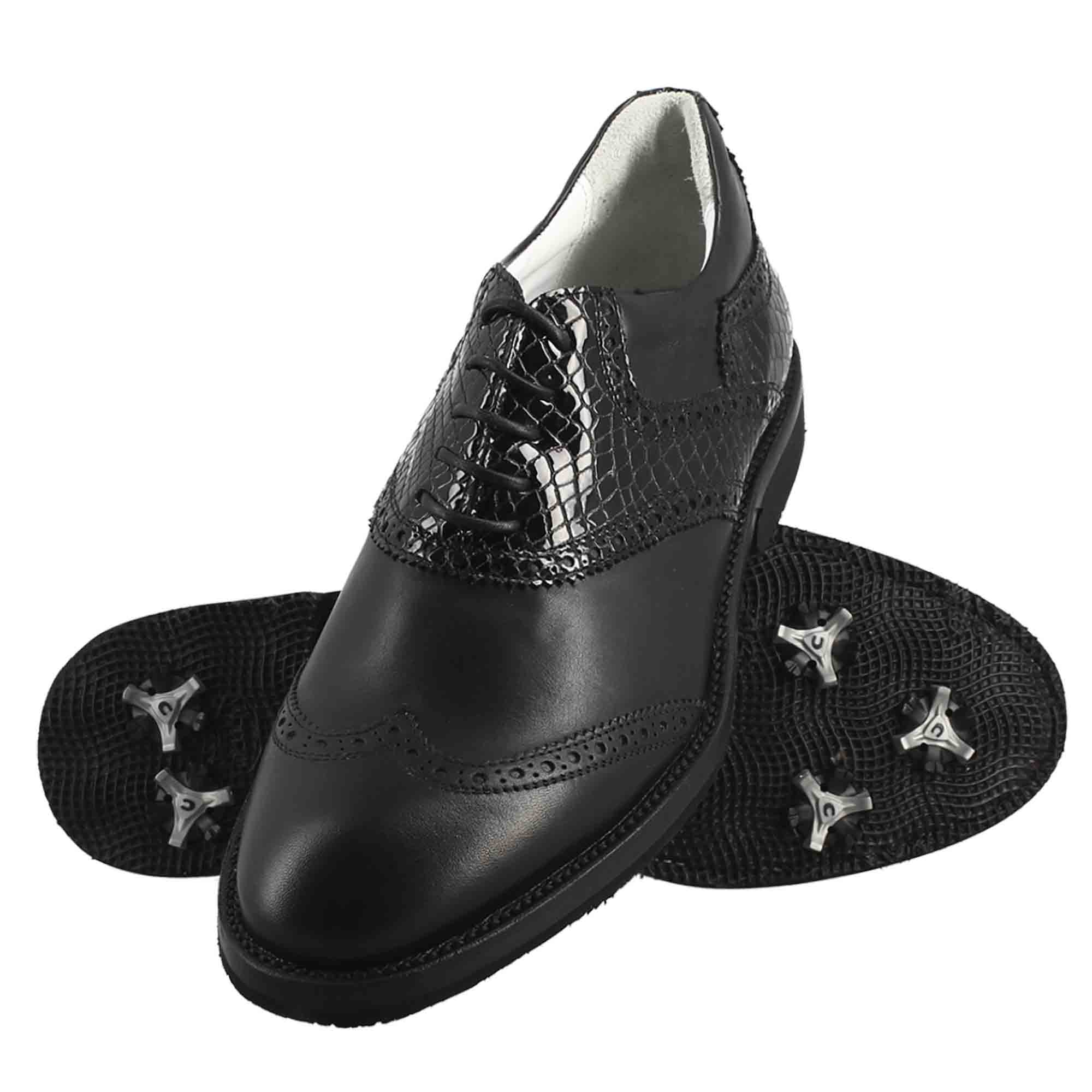 Leonardo Shoes Golf Calzature scarpe da golf pelle nero