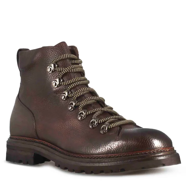 Leonardo Shoes anfibio uomo pelle marrone con lacci