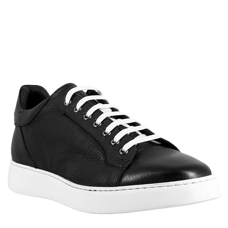 Leonardo Shoes Sneakers Uomo pelle liscia nero elegante