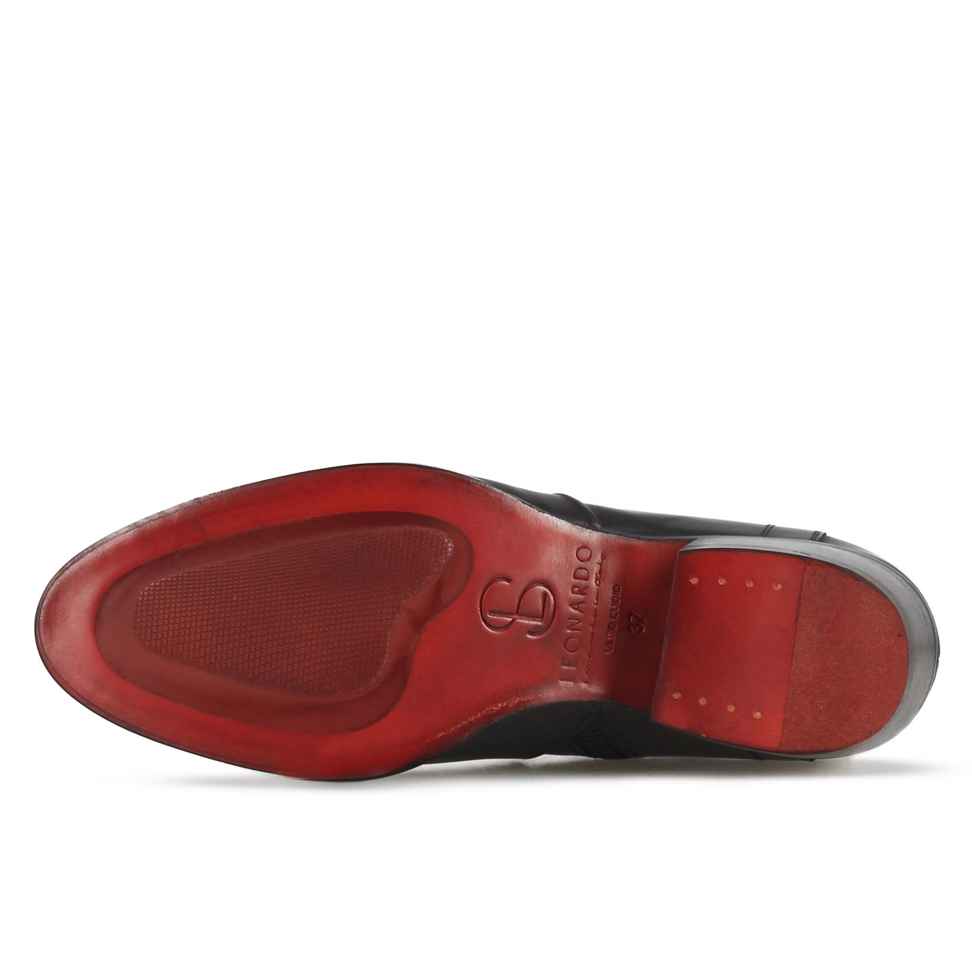 Leonardo Shoes texano stivaletti donna pelle nero