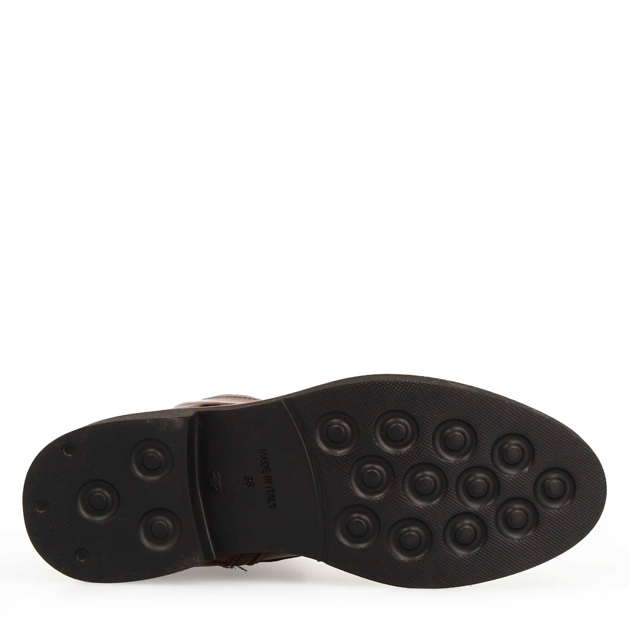 Leonardo Shoes Stivaletto Anfibio Donna Marrone in Pelle