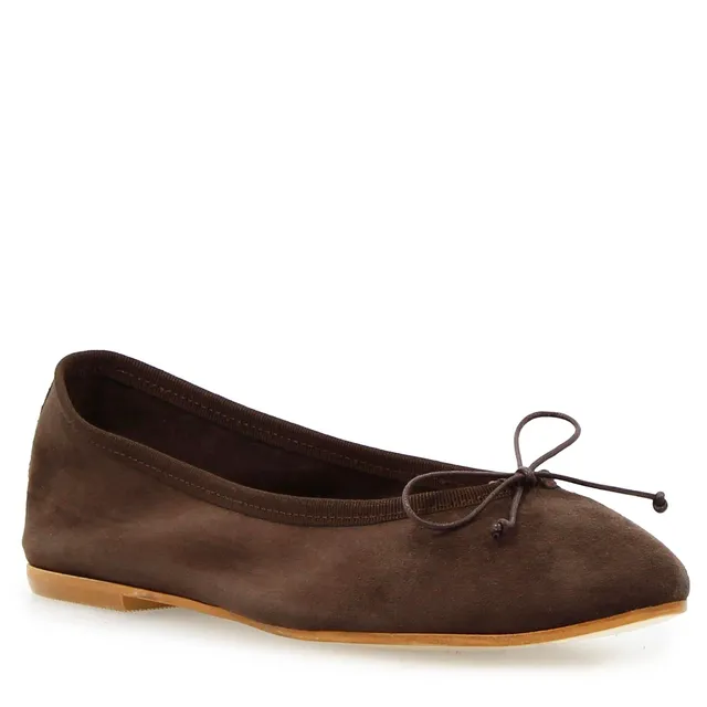 Leonardo Shoes Ballerine Fiocco Donna Camoscio Marrone