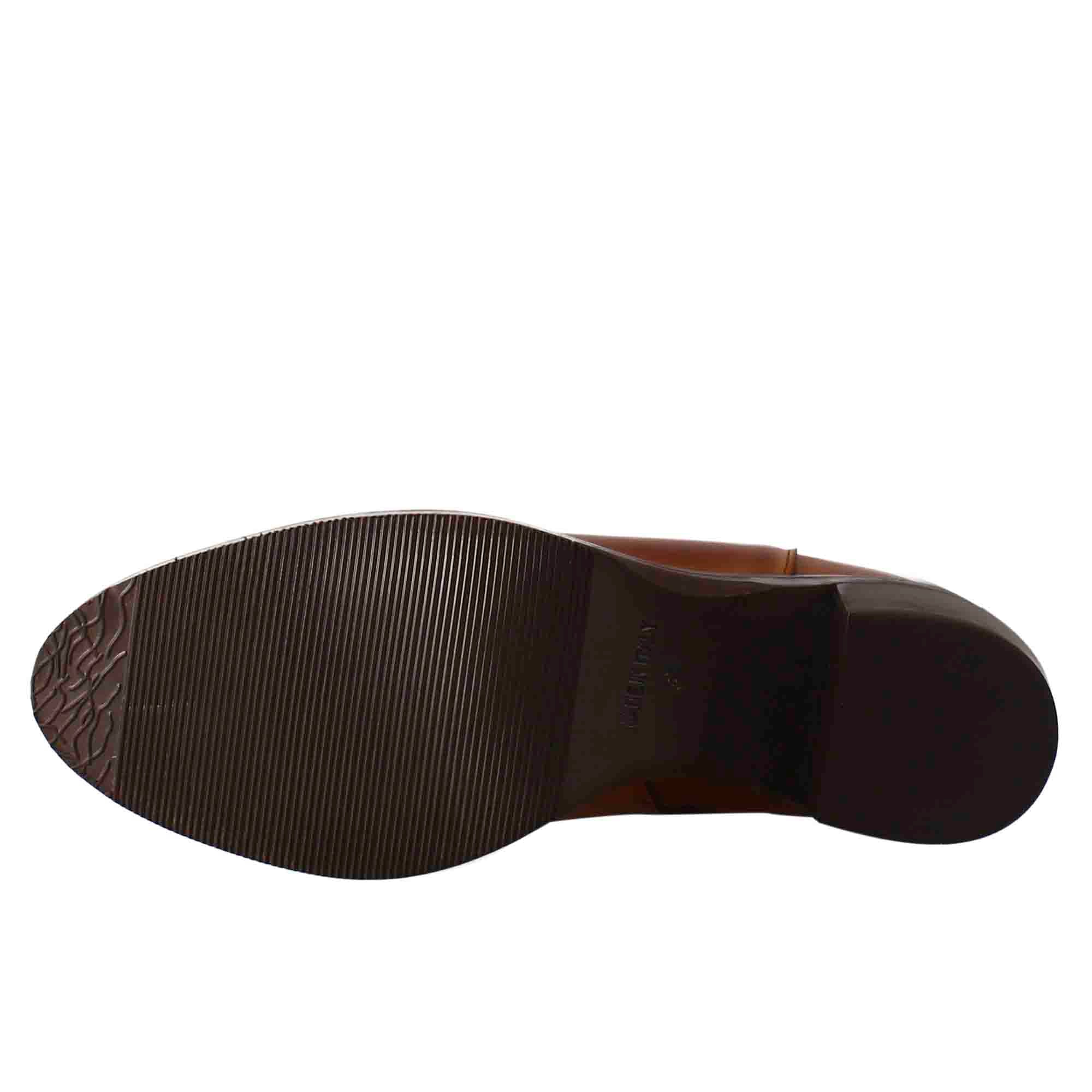 Leonardo stivaletto pelle marrone tacco medio 5 cm