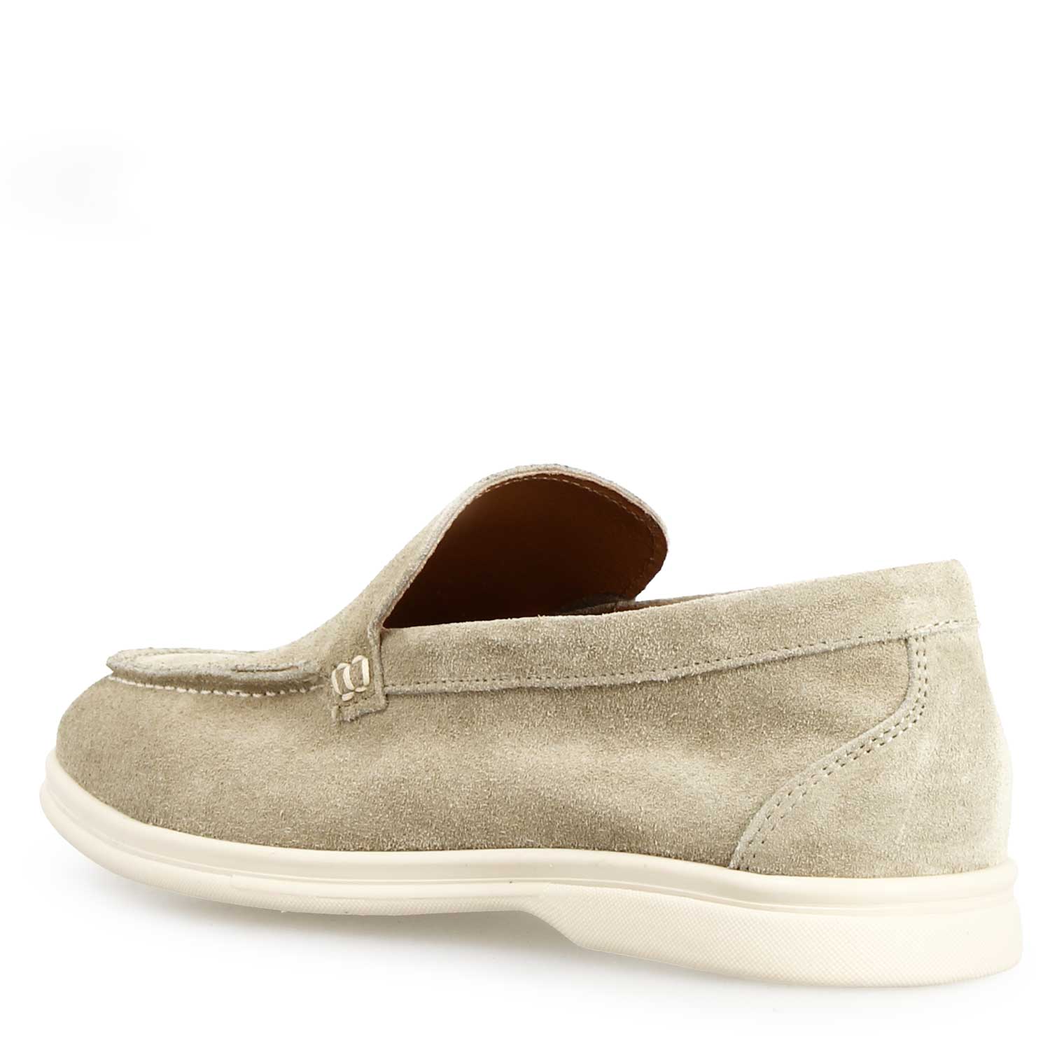 Leonardo Shoes Elite mocassino camoscio beige sabbia