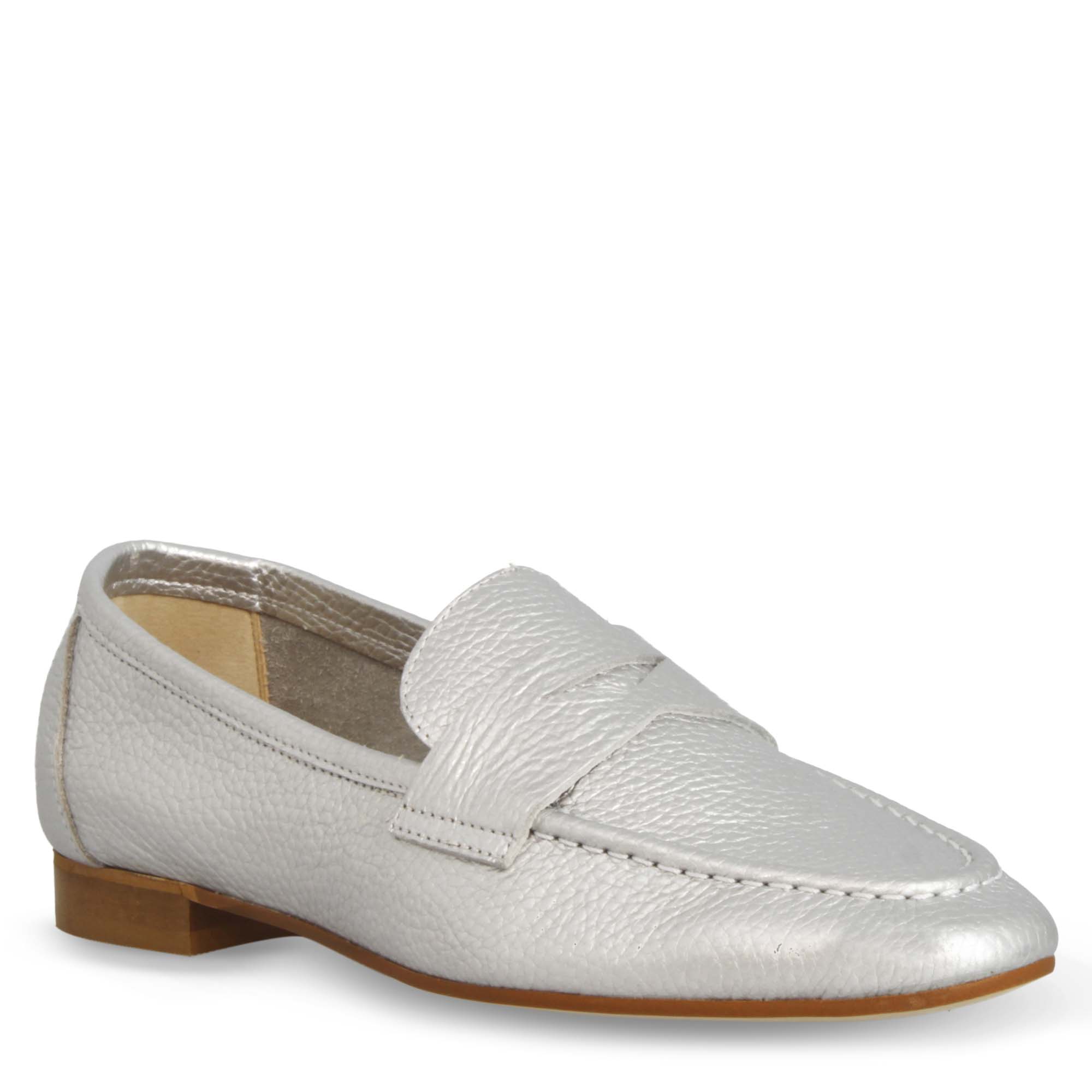 Leonardo Shoes Brenta Argento mocassini donna pelle argento